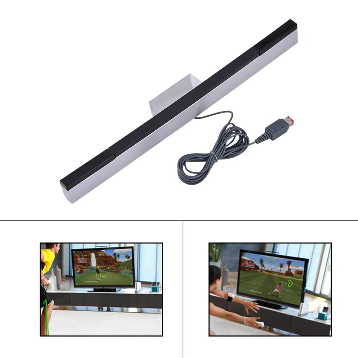 Barra de Sensor para Wii, Repuesto de Barra de Sensor de Rayos Infrarrojos con Cable para Nintendo Wii, Conecta hasta 4 Manijas