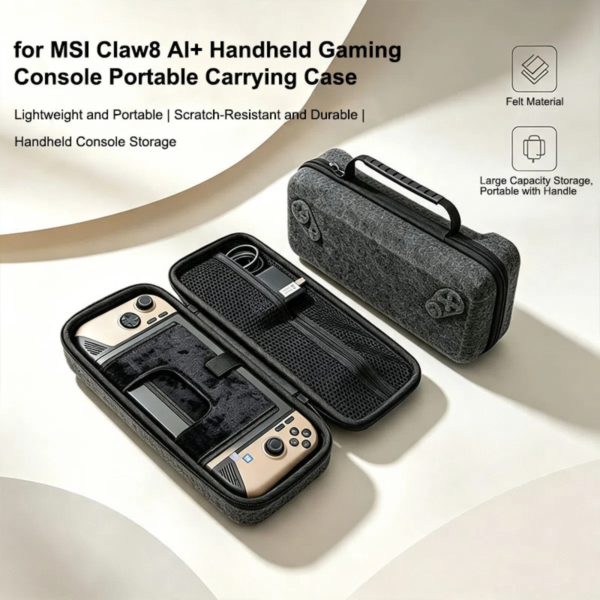 Genérico Estuche rígido de EVA la Consola portátil de Videojuegos para MSI Claw8 Al+ Bolsa de Fieltro portátil a Prueba de Golpes y con protección contra caídas