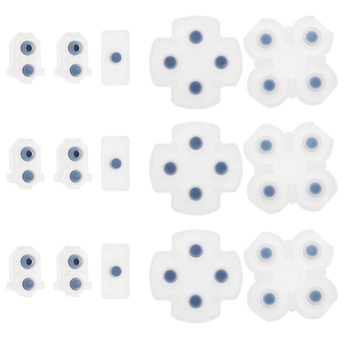 ECSiNG 3 juegos de almohadillas de botón conductivo de repuesto compatibles con el controlador PS4 JD M-030 JD M-040 silicona conductor adhesivo almohadilla de botón transparente