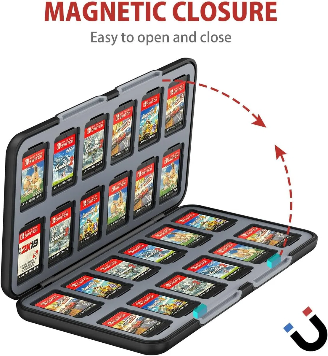 KOPBTBOY Estuche de Almacenamiento de Juegos,24 Cartuchos Estuche de Almacenamiento Portátil,Funda de Tarjetas de Juego para Nintendo Switch