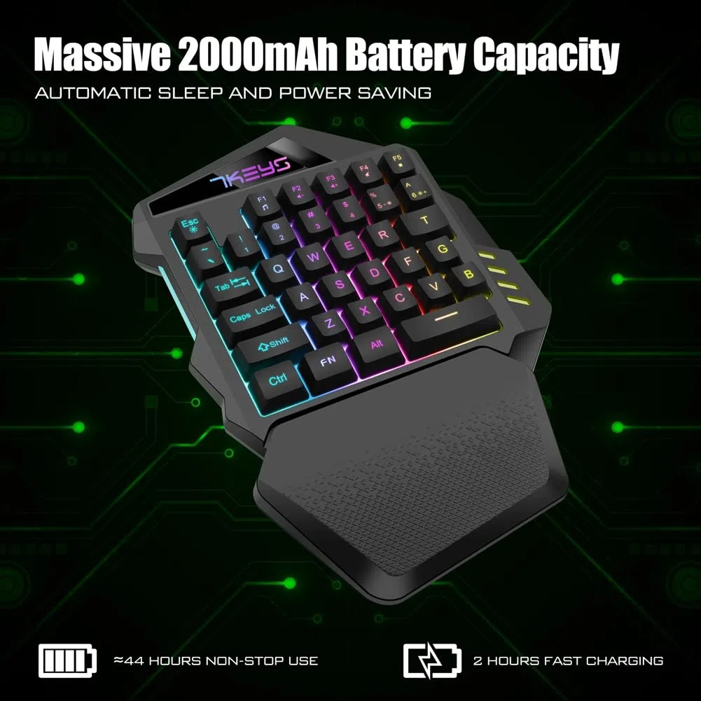 Teclado sin Mecánica de una sola mano Mini Controlador de Teclado Portátil Retroiluminado RGB para PC Gamer