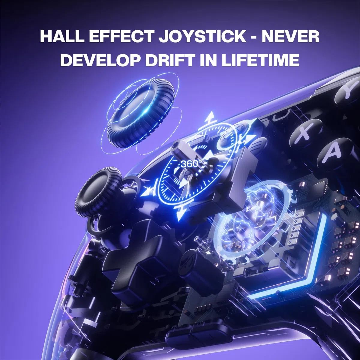 NYXI Master P1 2.4G Mando PC inalámbrico, Joystick de efecto Hall, Disparador Hall y Micro Variable, Control de audio,Turbo/Vibración ajustable, Bloqueo rápido programable - para PC/Switch/iOS/Android