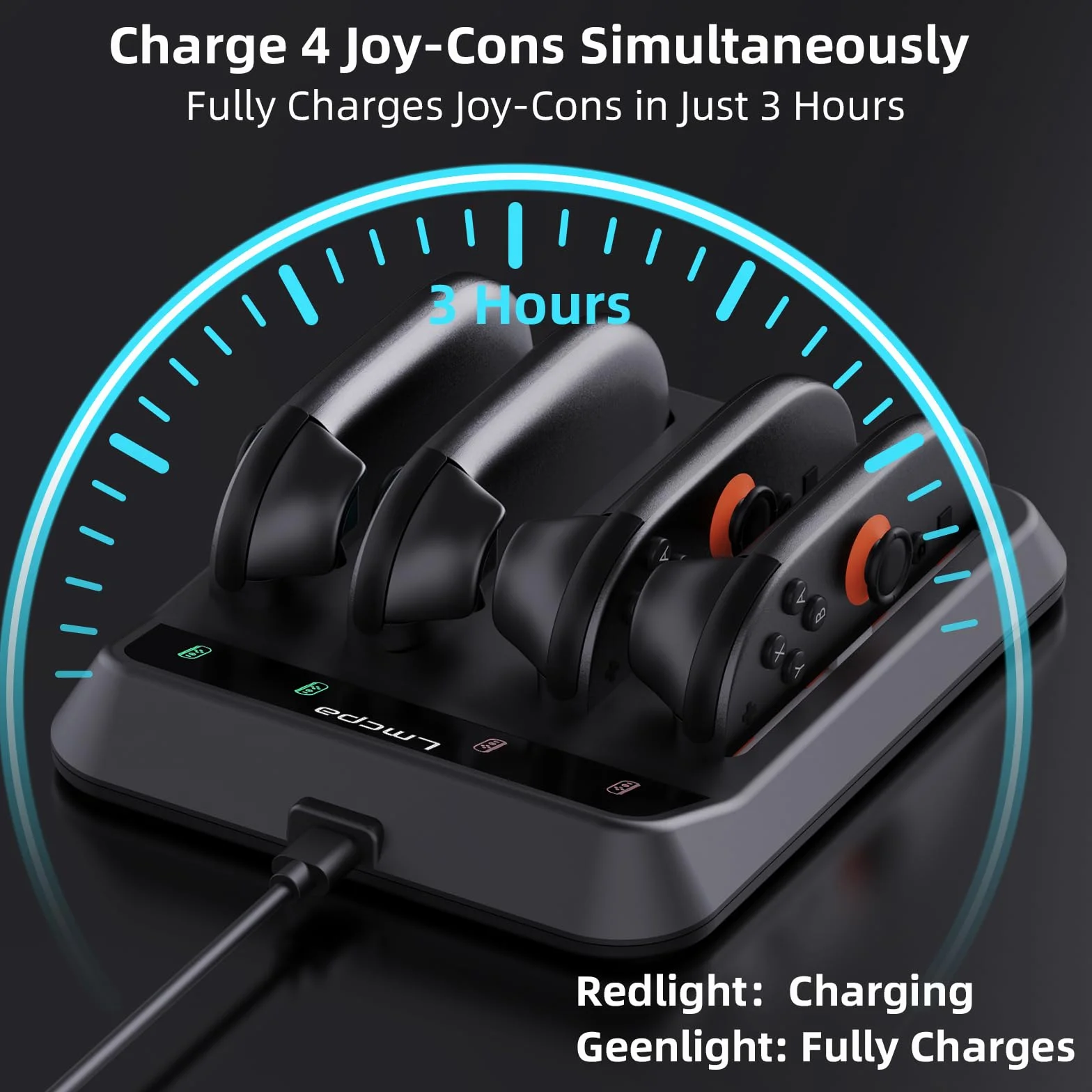 Lmcpa Base de Carga Dock para Switch 2 Joy-con,Carga Rápida Type-C con Indicador LED,Cargador para Switch 2 Joy-con,Negro