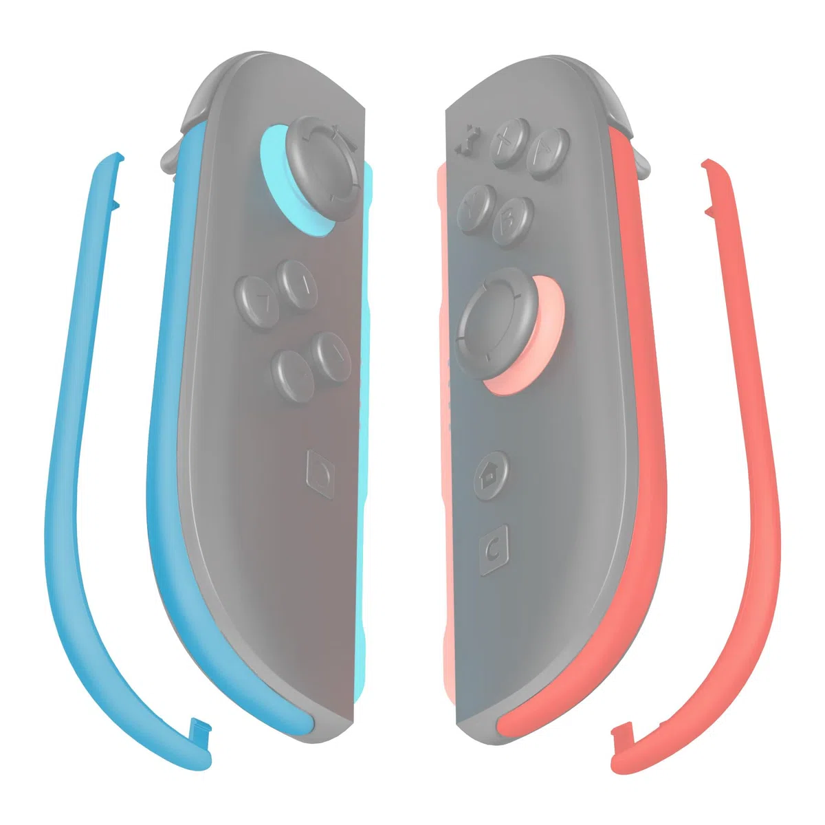 eXtremeRate Kit de Tiras Decorativas de Reemplazo para Joycon 2, Cubierta Lateral Personalizada, DIY Tiras de Decoración con Herramienta de Palanca para Nintendo Switch 2 (Azul+Naranja)