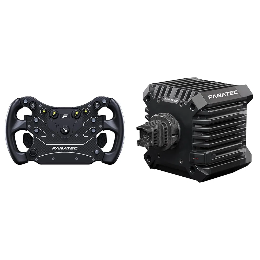 FANATEC Sim Racing CSL Volante GT3 + CSL DD QR2 Wheel Base – Empuñaduras de Goma Sobremoldeada, Base Direct Drive 5 Nm – PC