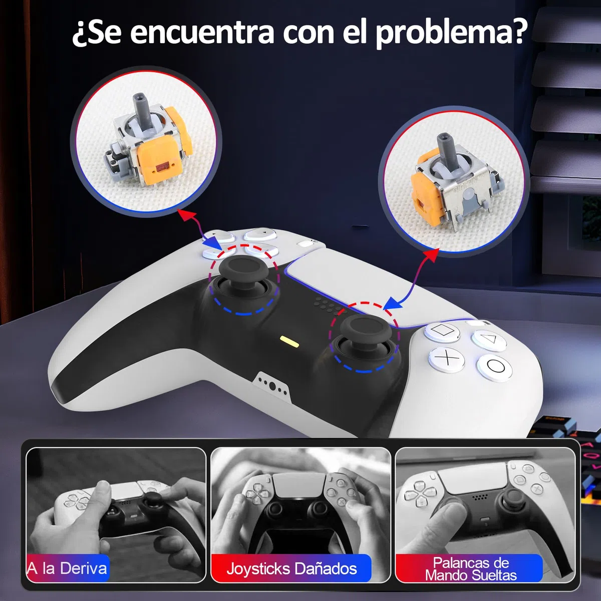 2 Uds Efecto Hall Joystick 3D para PS5 Mando Hall Kit de Reparación de Módulo Joystick Magnético Compatible con Play Station 5 PS5 2 Uds Cubierta Protectora para Joysticks 3D para PS5
