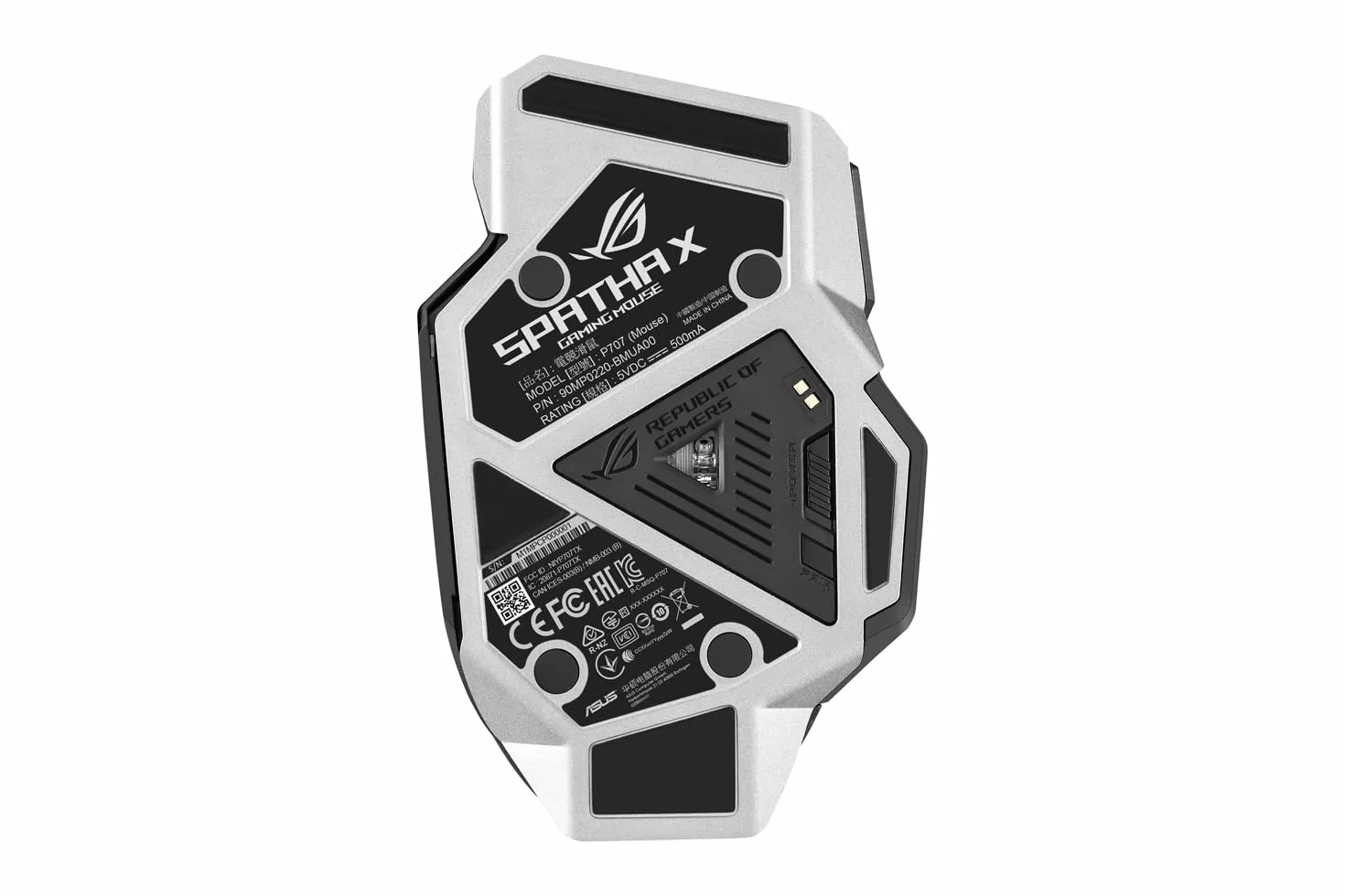 ASUS ROG Spatha X Ratón Gaming Inalámbrico (conectividad por Cable y RF de 2,4 GHz, Soporte de Carga, 12 Botones programables, 19 000 dpi, interruptores Intercambiables, ROG Paracord y Aura Sync)