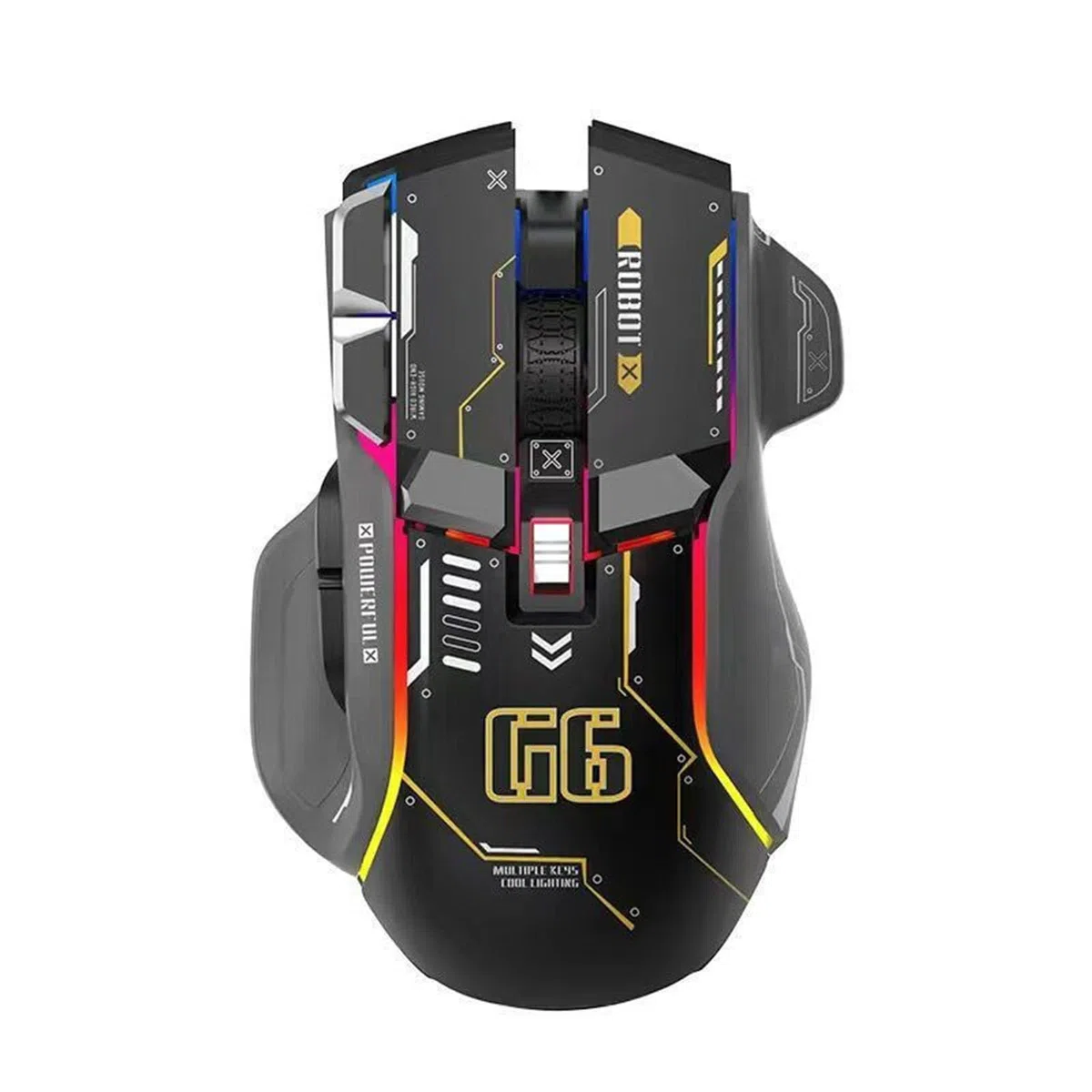 VBESTLIFE Ratón Inalámbrico para Juegos, 2.4G/Cable/Bluetooth 3 Modos, 4000 dpi, RGB, 10 Botones Macro Programables, para Windows, para iOS, Android (Negro)