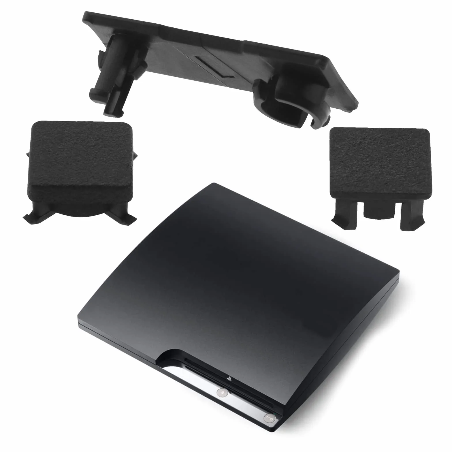 Juego de 2 soportes para tornillos compatibles con Sony PS3 Slim 2000 3000, cubiertas de goma, accesorios electrónicos