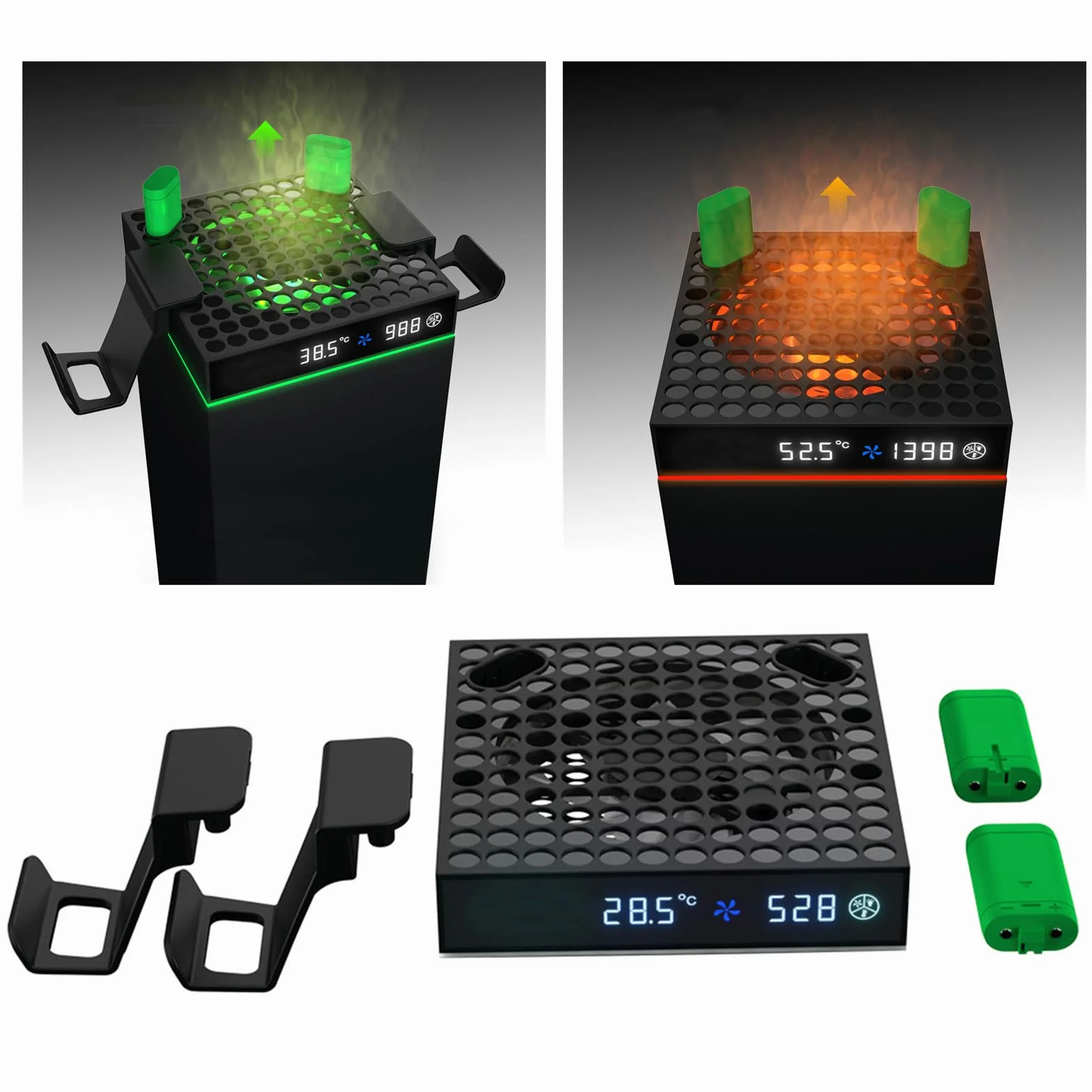 Ventilador de refrigeración con velocidad automática ajustable por temperatura, pantalla LED, refrigeración de rendimiento