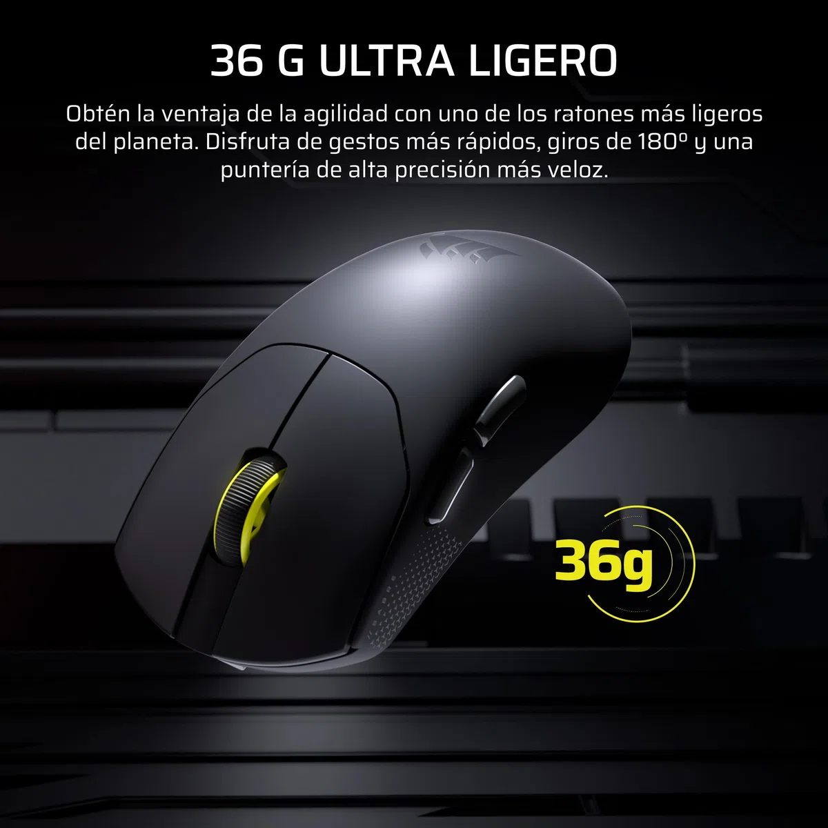 Corsair Sabre v2 Pro Ultralight Wireless FPS Ratón Gaming – 33K dpi, 36g Peso, 8,000Hz Sondeo Avanzado, Interruptores Mecánicos, hasta 70 Horas de Duración de la Batería, Web Hub – Negro