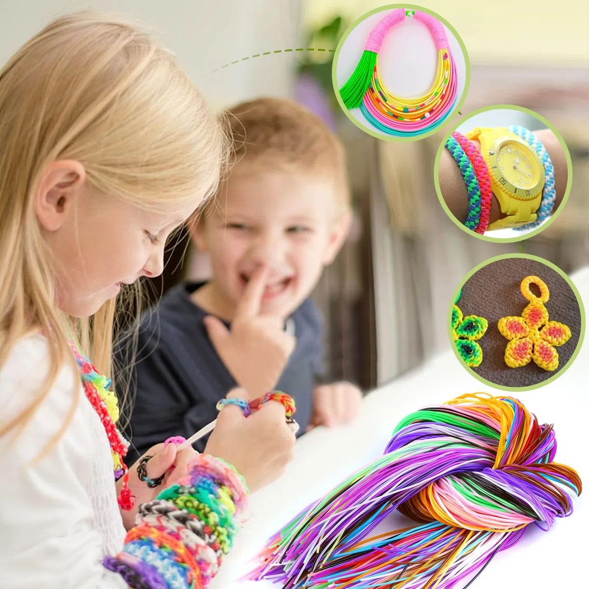 VORHOT 200 Piezas Scoubidou Hilo Plastico, Scooby Doo Pulseras 20 Colores, Scooby Doo Hilos con Llavero y Gancho, Hilos Pulseras Scooby Doo para Hacer Pulseras, Collares, Llaveros