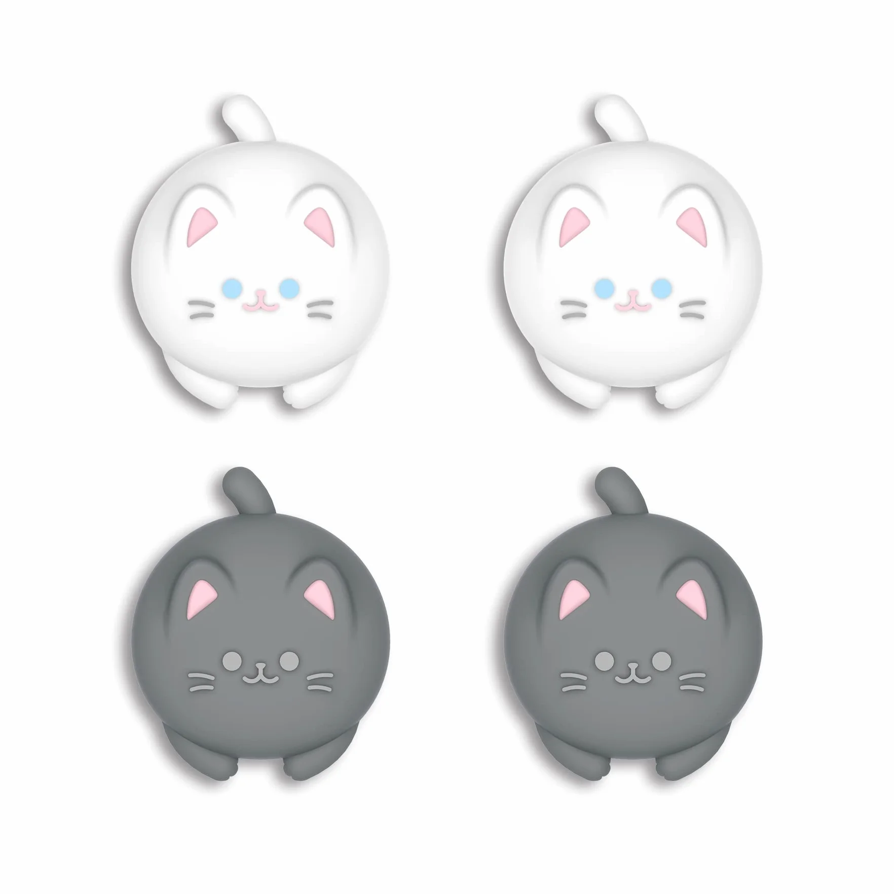 PlayVital 4 Piezas de Agarres para el Pulgar para Nintendo Switch 2 2025, Kawaii Tapas de Silicona para Joysticks de Joycon, Protector para Joystick, Accesorios para Switch 2 (Gatito Lindo)