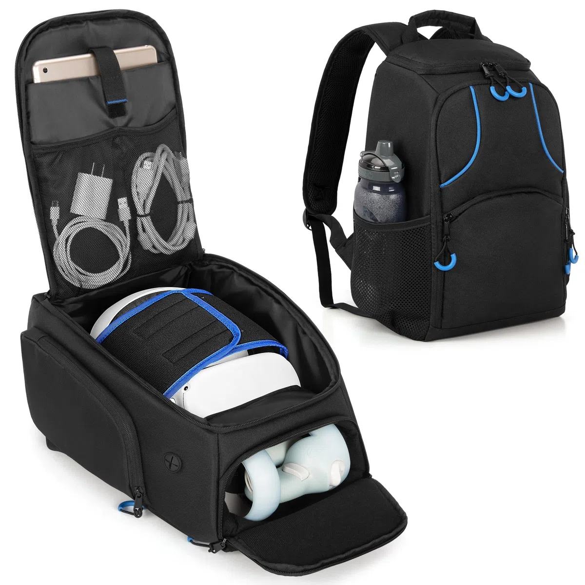 PGmoon Bolsa de transporte de almacenamiento compatible con Oculus Meta Quest 2/Quest 3/Quest Pro/VR Elite correa y controlador, mochila de viaje con mucho espacio para accesorios (diseño patentado)
