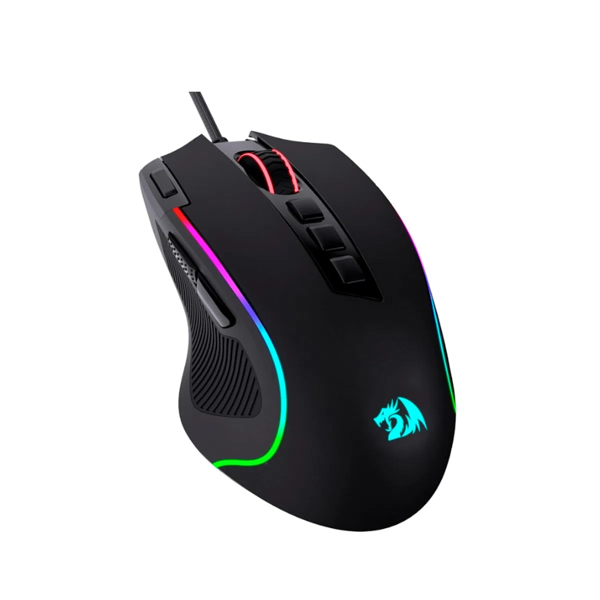 Redragon M612 Predator RGB - Ratón óptico para juegos, 8000 DPI con cable con 11 botones programables y 5 modos retroiluminados, software compatible con botón de disparo rápido, color negro, USB