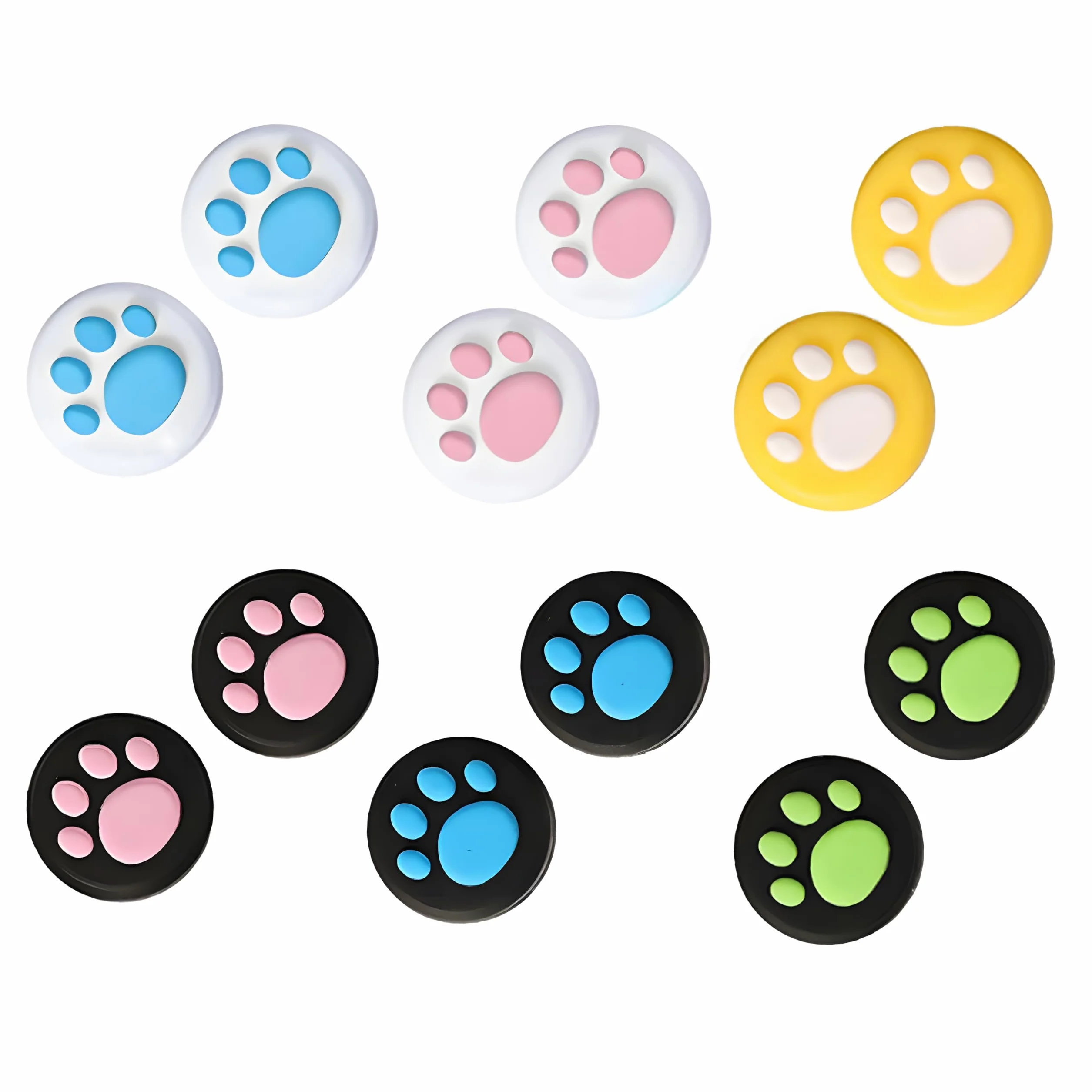 12 Piezas Tapas de Agarre para el Pulgar Compatible con Nintendo Switch y Switch Lite Cubierta Protectora de Botones de Silicona Diseño de Pata de Gato