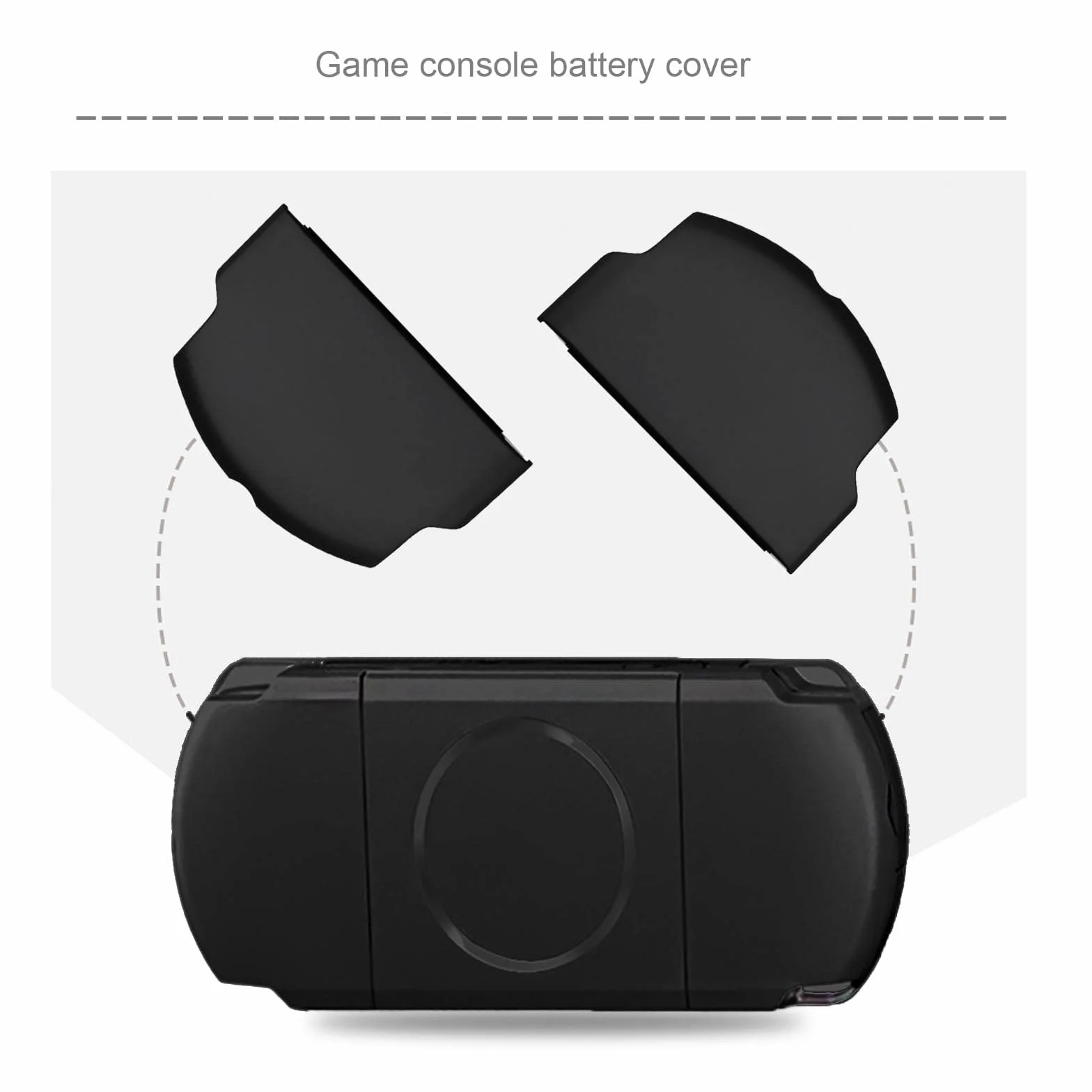 2 Fundas de Repuesto para Puerta de batería compatibles con Sony PSP 2000 2003 2004 3000 3003 3004 Accesorios de Consola de plástico Negro